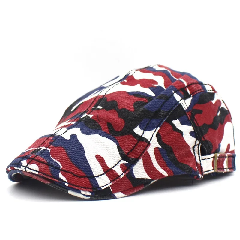 2021 Camouflage Print Newsboy Caps Cotton Flat Peaked Cap Men and Women Painter Beret Hats 28