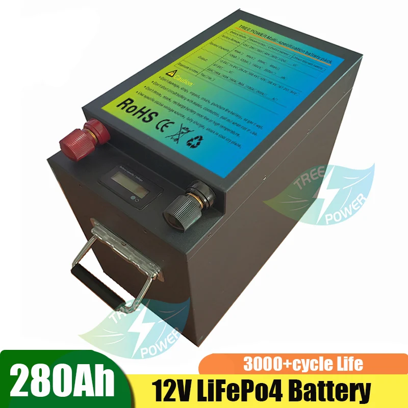 

12V 280AH Lifepo4 Battery Pack Lithium Iron Phosphate batteries Bulit-in BMS For Boat Home Storage Off-Grid