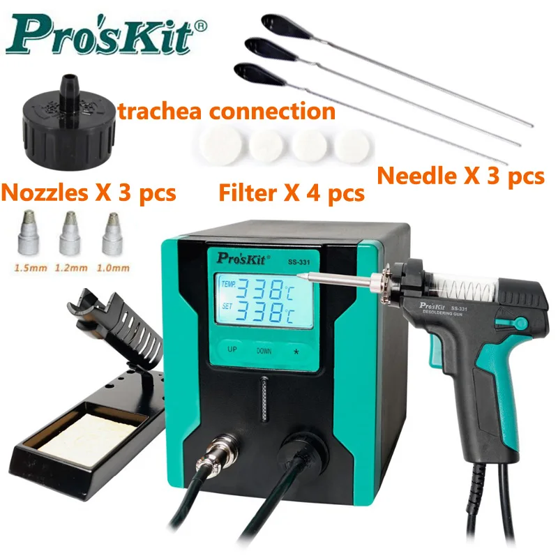 Pro'sKit SS-331 ESD LCD Digital BGA Desoldering Suction Electric Absorb Sucker Gun Electric Vacuum SS-331E 331H Solder Station