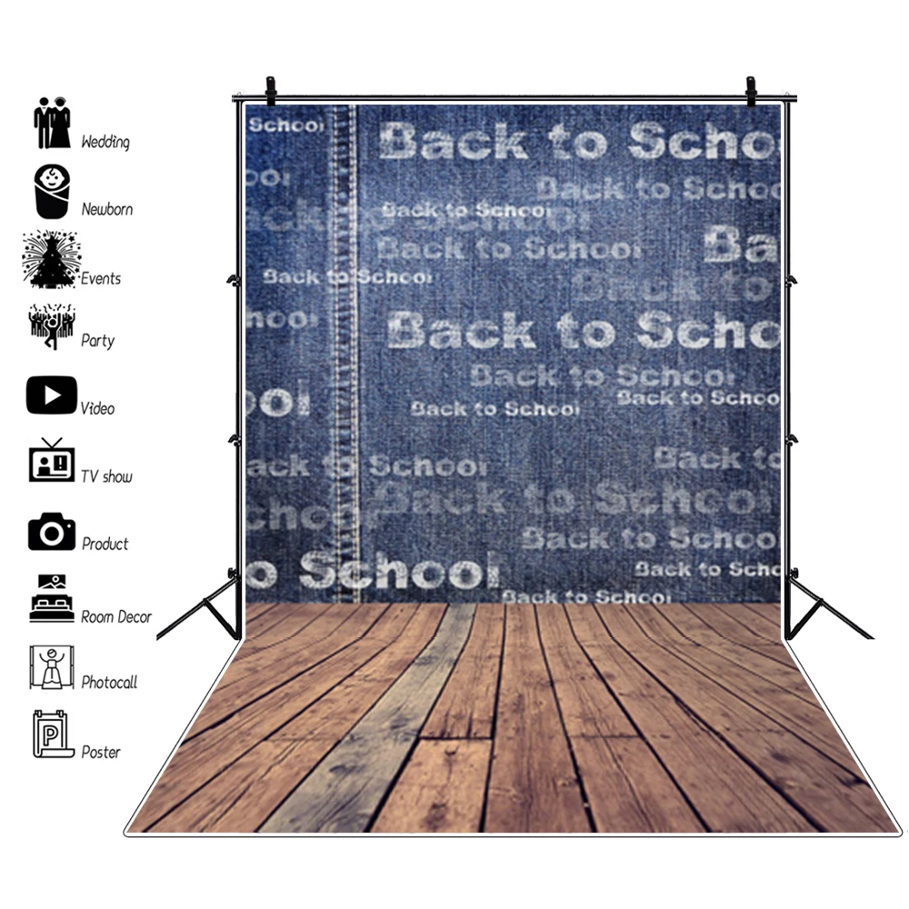 Laeacco Back to School Photophone Geometric Patterns Wooden Floor Photography Backdrops Photo Backgrounds Student Photozone Prop