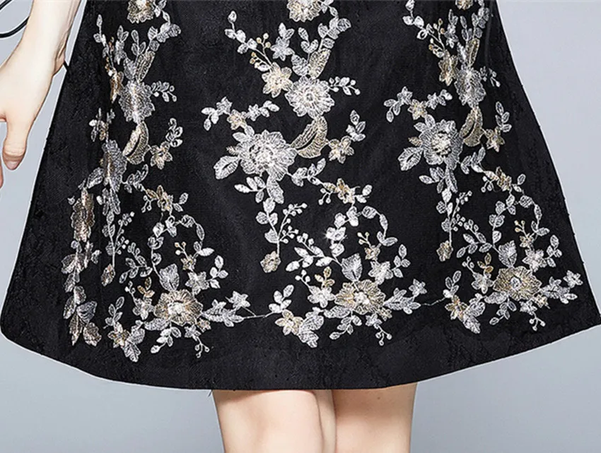 2024 Runway Spring 2 Piece Set Women Sexy See Though Chiffon Bowknot Shirt + Luxury Beaded Flowers Embroidery A Line Skirt Suits