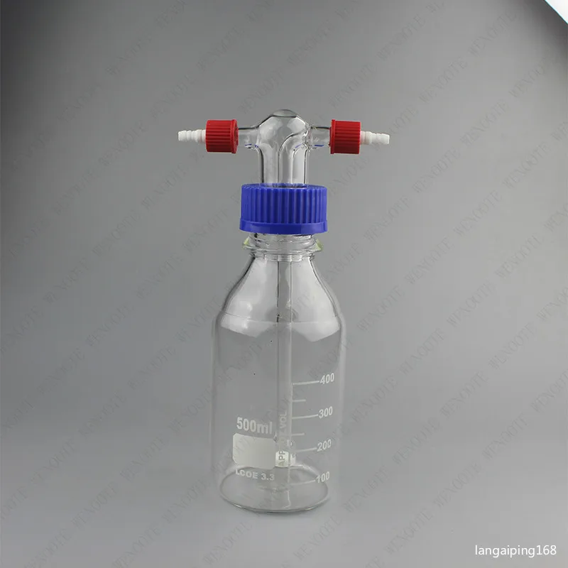 

Gaopeng silicon glass buffer bottle, flow liquid in and out bottle, ISO gl45 thread transfer bottle