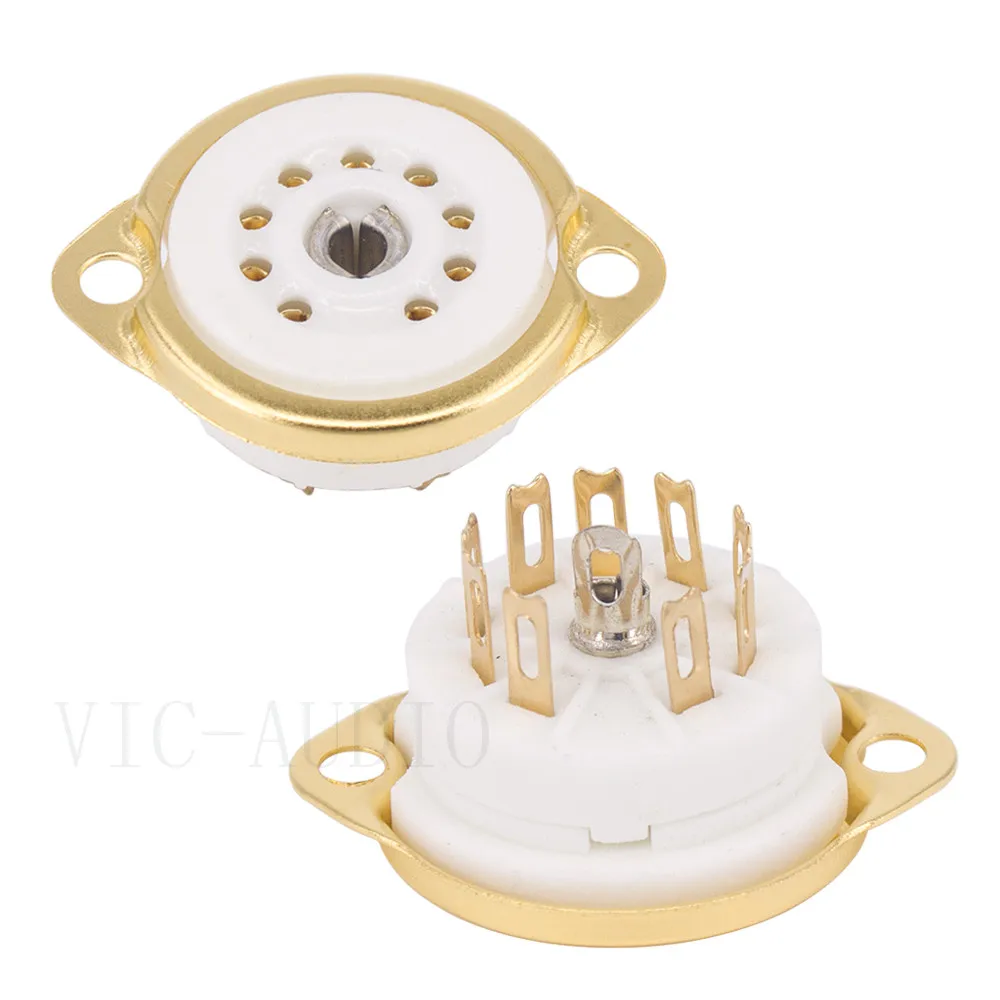 

10PCS B9A 9pin Vacuum Tube Socket Ceramic For ECC82 ECC83 6DJ8 EL84 6922 12AX7 12AU7 E88CC Vintage Amplifier Audio