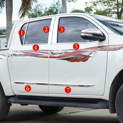 Car Window Trim Door Body Side Trim Strips Garnish Exterior  Chrome Decorative Car-styling For Toyota Hilux 2015-2021Accessories