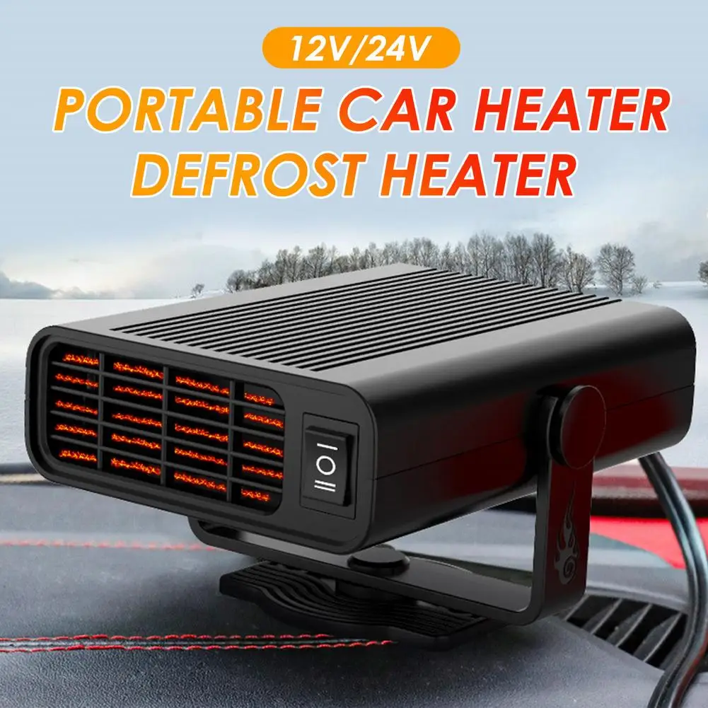 12V/24V Car Heater Automobile Heating Portable Car Defroster Defogger Truck Purifying Warm Air Cooling Fan Low Noise For Winter