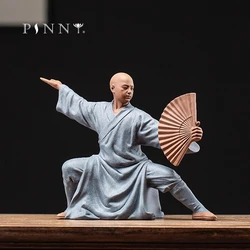 PINNY Ncient Painted Pottery Buddha Statue Chinese Kongfu Ceramics Figure Home Decoration Accessories Zen Creative Ornaments