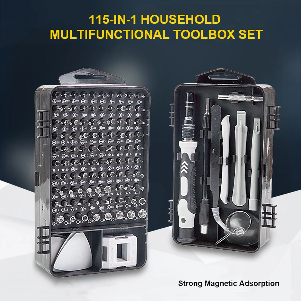 Set di strumenti per la casa 115 In 1 con strumenti Hardware multifunzione a 98 bit per la riparazione di orologi per Computer manutenzione di elettrodomestici