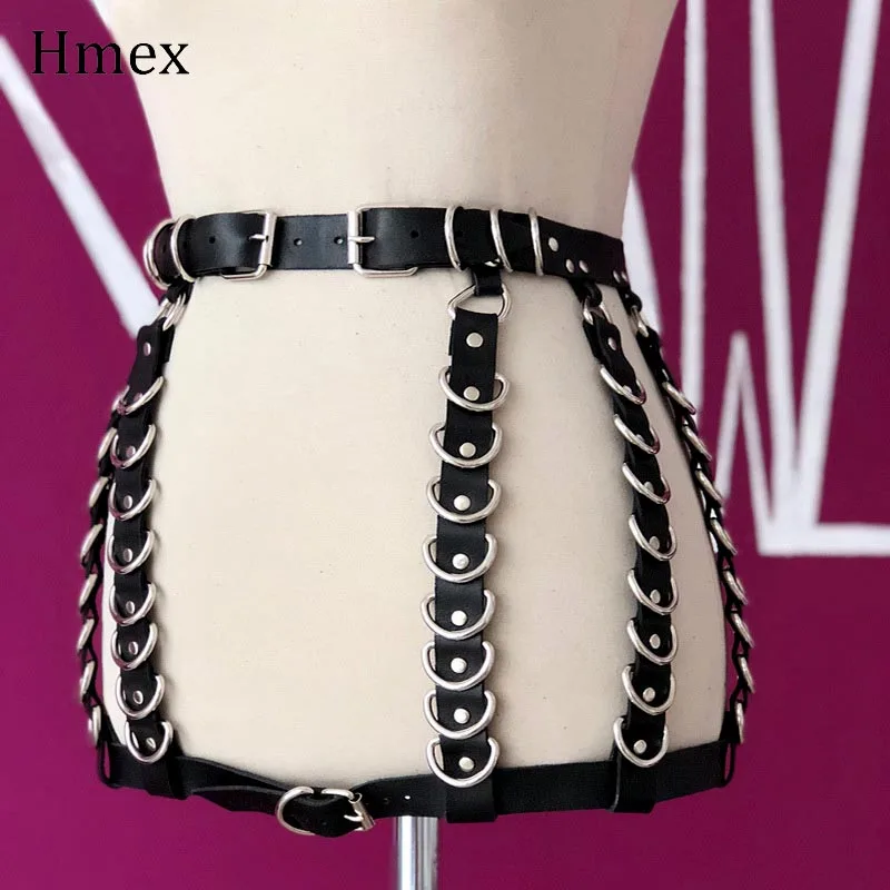 

New Sexy Harness Leather Skirt Belts Women Punk Gothic Waist With Chain Body Bondage Female Hollow Belt Rave Erotico Suspender