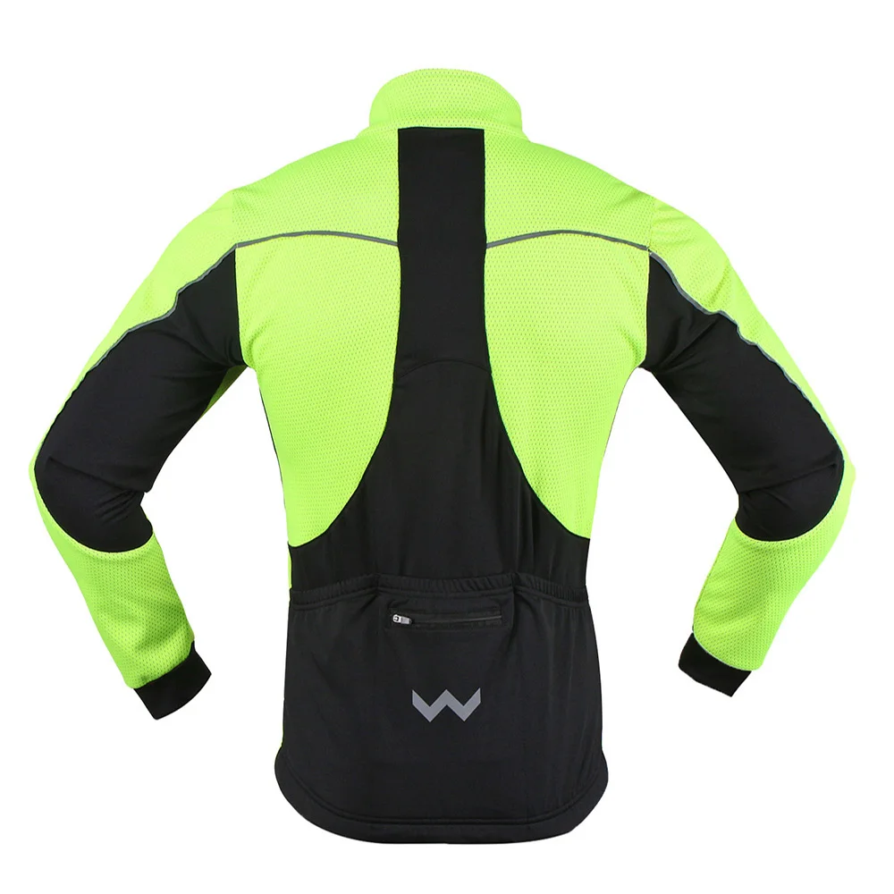 ARSUXEO Men's Winter Thermal Fleece Cycling Jacket Reflective Bicycle Clothing Windproof Waterproof Sports Coat MTB Bike Jerseys