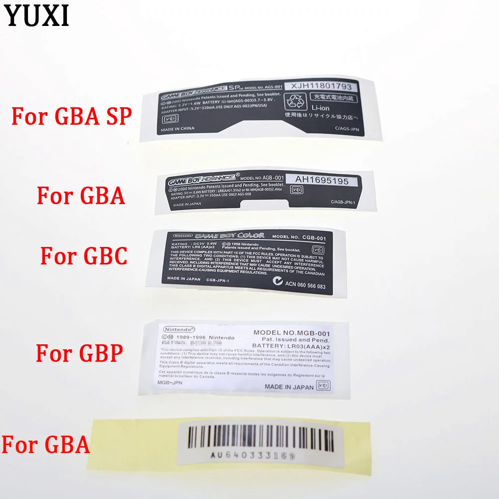 

YUXI 15 new label stickers are suitable for Gameboy Advance for/SP/GBA/GBA SP/GBC/GBP game console color label stickers