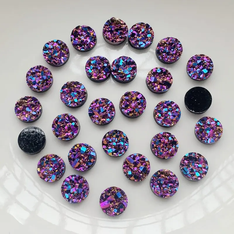 100pcs 8mm Resin ore Round Irregular surface Rhinestones Flatback Stones And Crystals DIY Wedding Jewelry Accessories -HR19