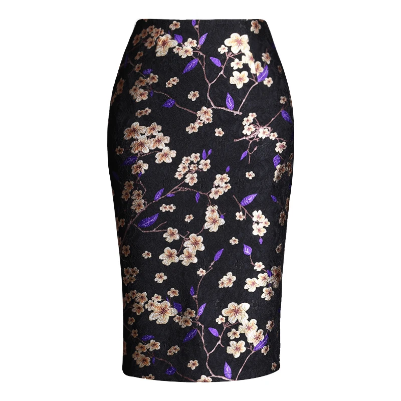 Women Vintage Print Skirt New Slim 2021 Fashion Chinese Style Skirt Pack Hip Sexy Skirt