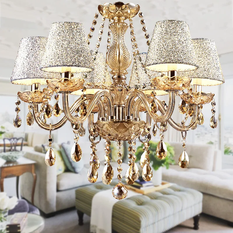 

Hot Lustre para sala Luxurious European Style Chandelier 6 Arms Diameter 58cm Living Room Luxury Lamp lustre para quarto