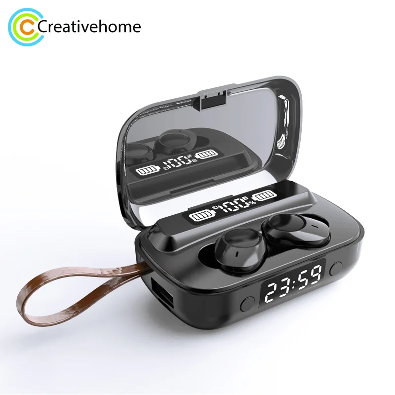 TWS-A13 BV5.1 Touch Earphone with Charging Box Support Dual Noise Cancelling & LED Display & Clock & Flashlight & HD Call & Siri