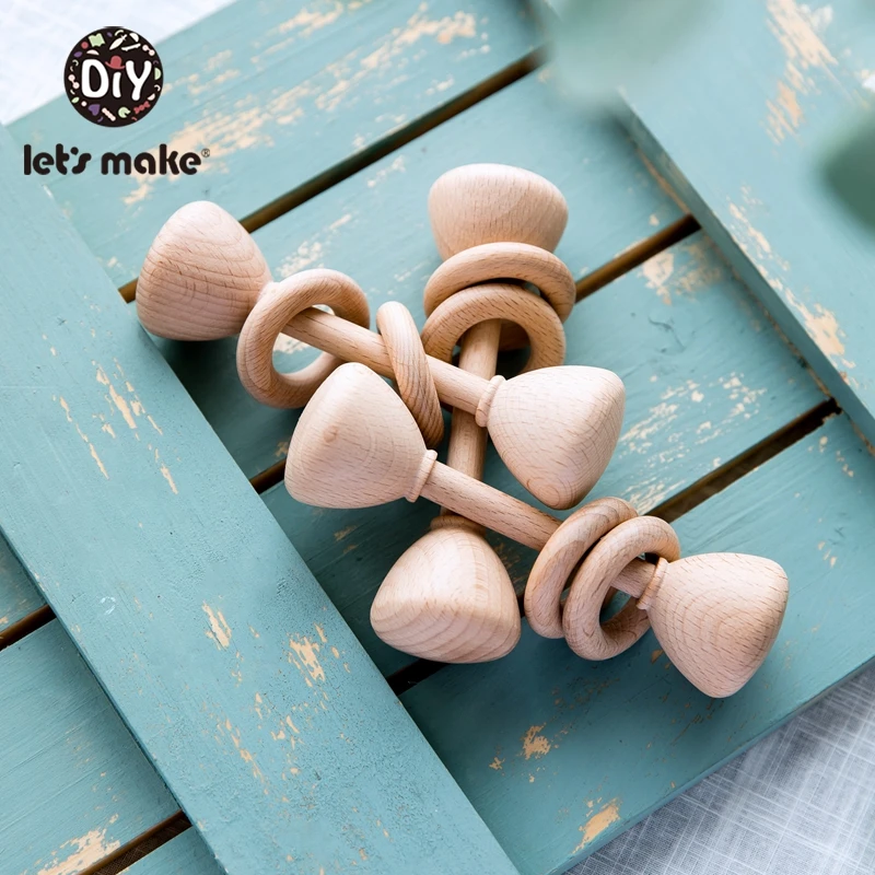 

Let'S Make 1pc Cone Type Beech Wooden Baby Rattle Baby Rattles Crib Mobiles Wood Infant Baby Teether Toys Baby Rattle For Kids