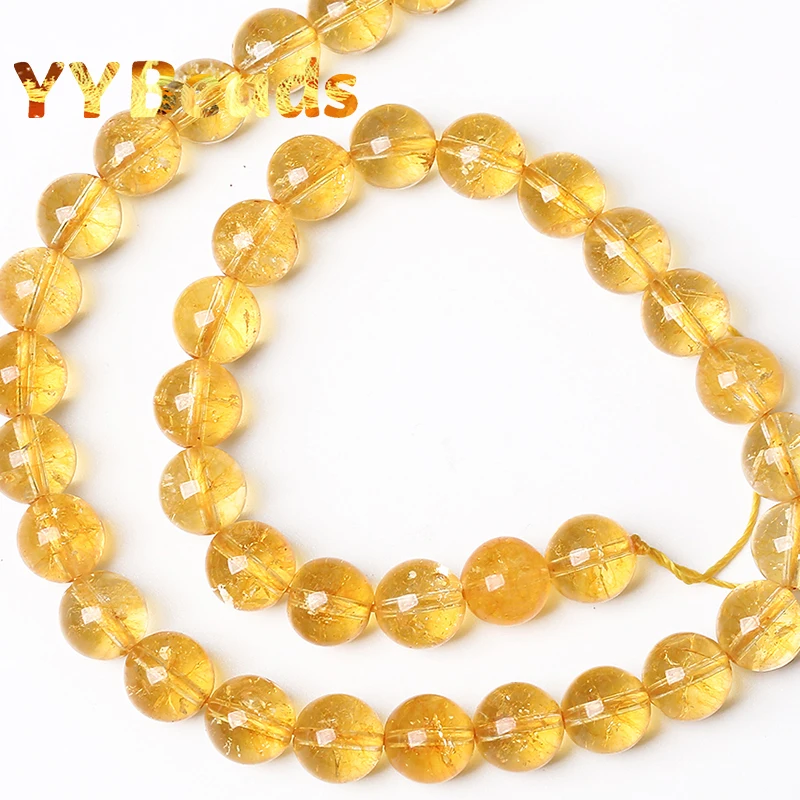 Natural Citrines Yellow Crystal Beads Round Loose Spacer Beads For Jewelry Making DIY Bracelets Accessories 15\