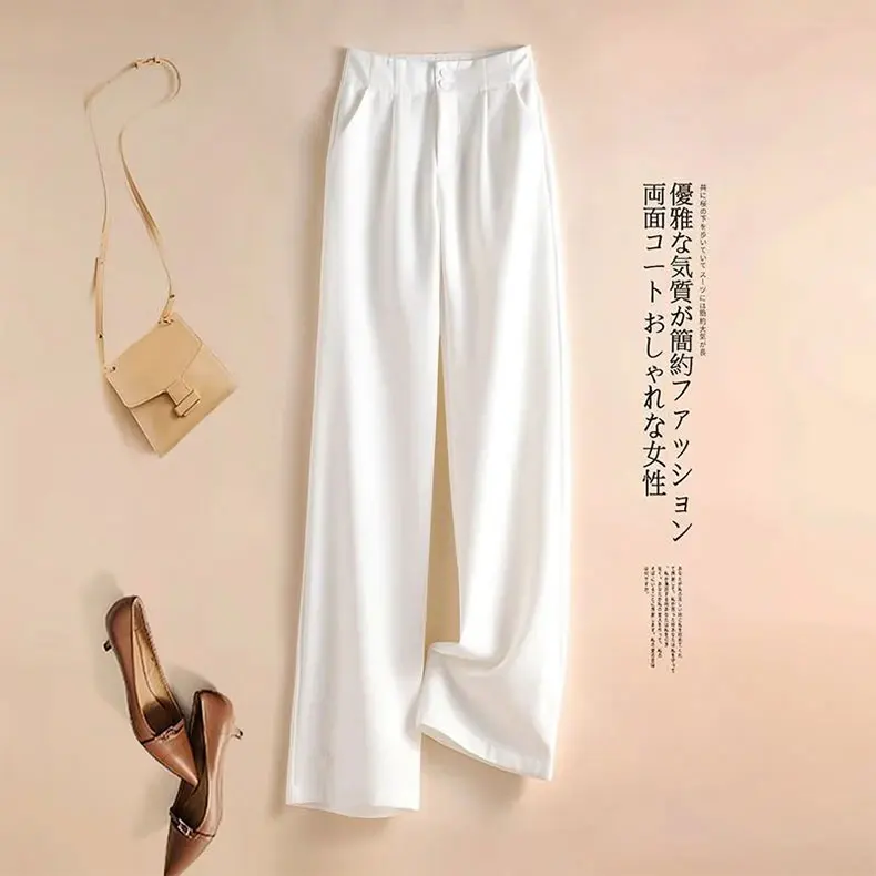 Women\'s wide-leg pants high waist draping spring and summer new Korean loose straight-leg mopping chiffon suit pants Dropship