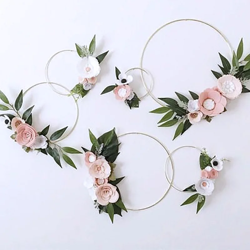 10-40cm Gold Iron Metal Ring Hoop Wreath Garland Floral Wreath For Home DIY Handmade Door Hanging Wedding Decoration Baby Shower