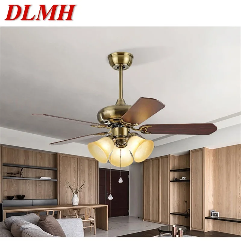 

DLMH Modern LED Ceiling Fan Light With Remote Control Wooden Fan Blade 220V 110V For Home Dining Room Bedroom Restaurant