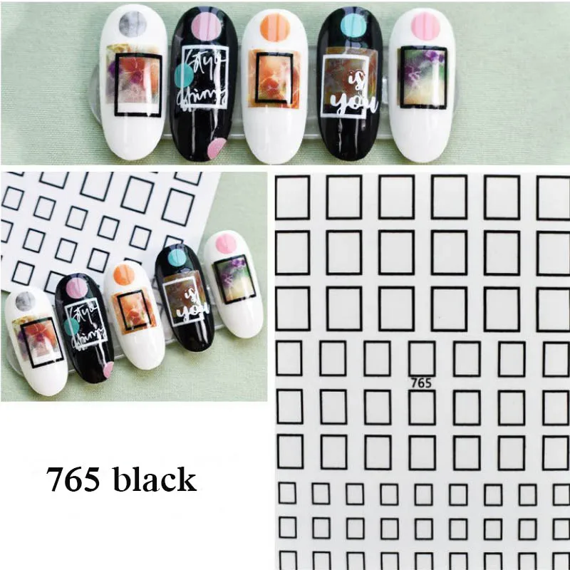 

Square sticker for nail art decoration gold silver black nail foils 3D manicure accessoires luminous nail decal YJ031