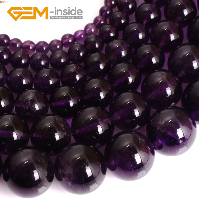 AAA Grade Genuine Natural Purple Amethysts Smooth Faceted Surface Semi-Precious Stone Loose Bead for Jewelry Making DIY 2mm-14mm