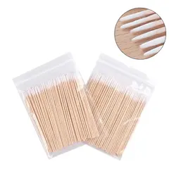 100pcs Wood Cotton Swab Cosmetics Permanent Makeup Health Ear Jewelry Clean Sticks Buds Tip Eyebrow Eyeliner Tattoo Tool 7cm