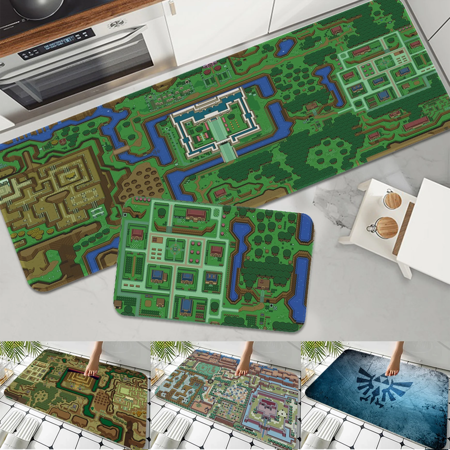 Alfombra de cocina con mapa de Zeldas, Felpudo de entrada, dormitorio, decoración del suelo del hogar, sala de estar, pasillo, baño, antideslizante