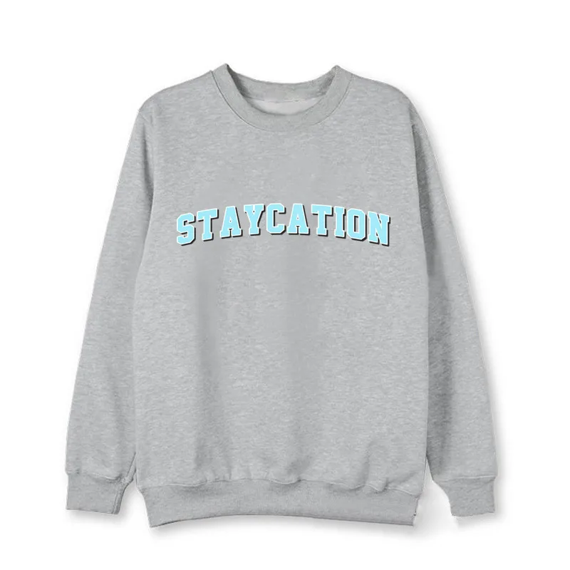 Fashion Streetwear SUGA Staycation Printing Pullover Sweater Kpop Fans Harajuku Hoodie Aesthetic for Women\'s Men\'s Clothing