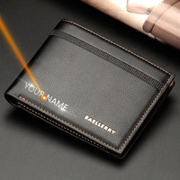 Name Customized New Men Wallets Card Holder High Quality Male Purse PU Leather Business Men Wallets Carteria