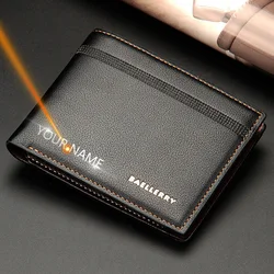 Cartera de cuero PU para hombre, tarjetero personalizado con nombre, monedero masculino de alta calidad, cartera de negocios, novedad de 2023