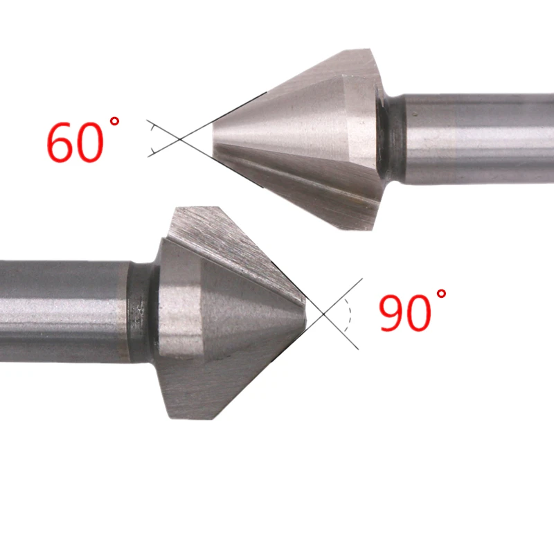 1PCS 6.3mm-50mm 3Flute/ 1Flute Countersink Drill Bit Round Handle 60 Degree/90 Degree HSS Wood Steel Chamfer Cutter Tool