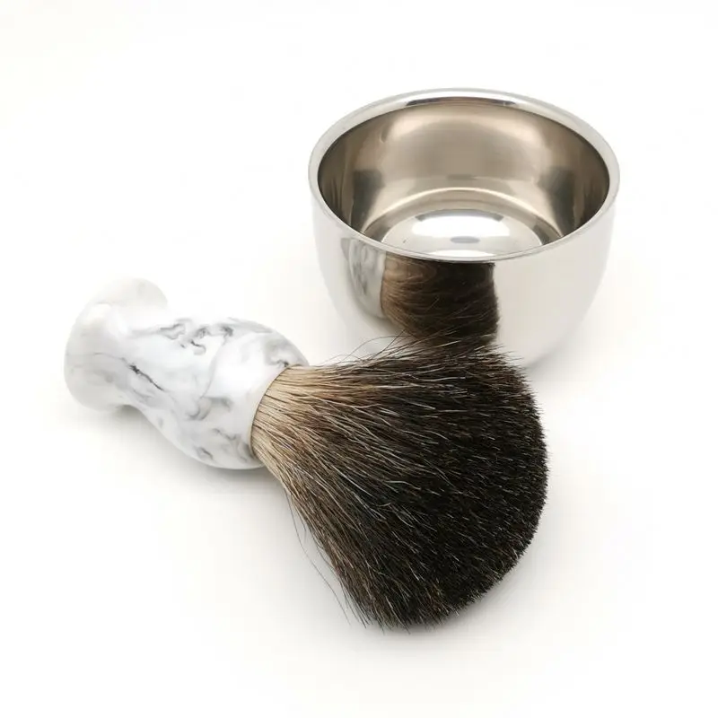 TEYO-Juego de brocha de afeitar y taza de afeitar para hombre, afeitadora de pelo de tejón negro, crema de afeitado húmeda, afeitadora de seguridad