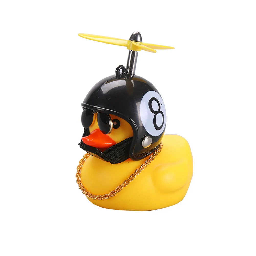 Car Gift Duck With Helmet Broken Wind Pendant Small Yellow Duck Road Bike Motor Helmet Riding Cycling Accessories Without Lights