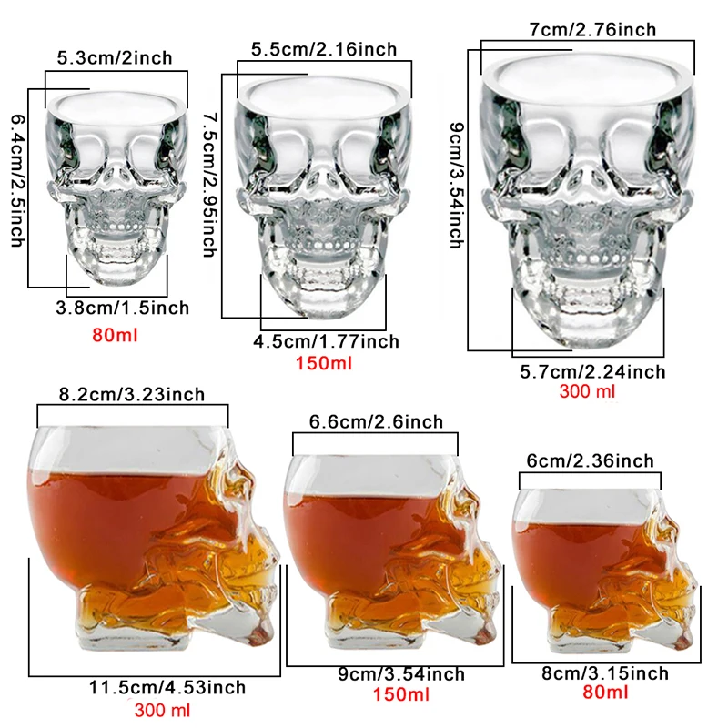 Halloween Household Skull Head Glass Teacup  Transparent Crystal Coffee Juice Mug Drinking Bar Club Whiskey Wine Beer Cup