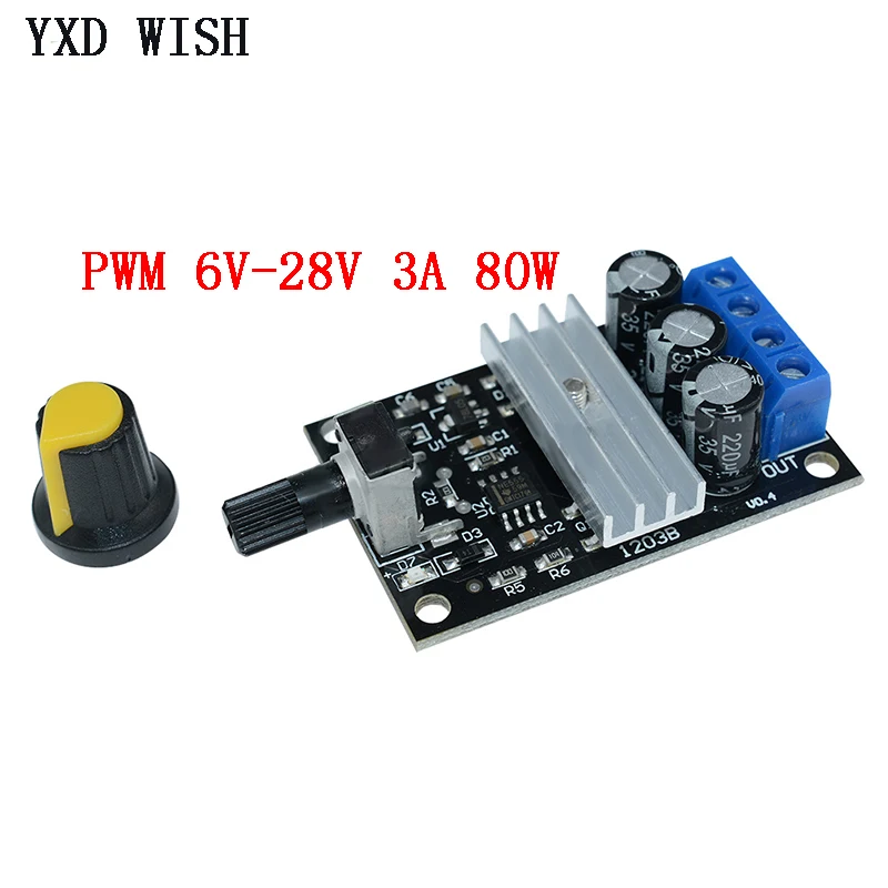 NE555 80W PWM Motor Speed Controller Regulator Adjustable Variable Speed Control With Potentiometer Switch DC 6V 12V 24V 28V 3A
