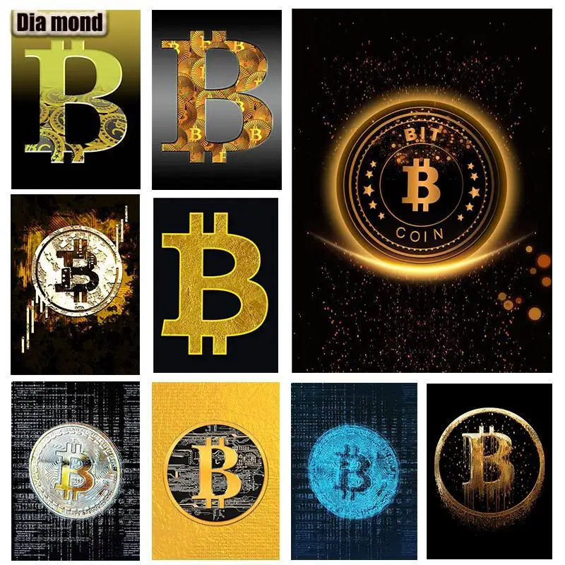 

5D DIY Diamond Painting Bitcoin Art Abstract Picture Full Drill Square/Round Diamond Embroidery Mosaic Cross Stitch Home Decor