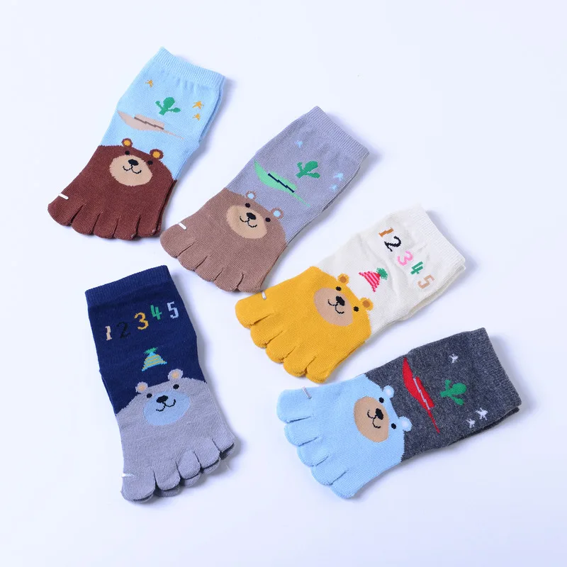 Cotton Children Five Finger Socks Animal Print Toe Socks Cartoon Boys Girls Socks Cheap Stuff for Kids Healthy Finger Sock 3-12T