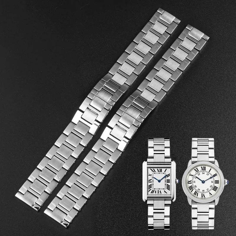 16mm 17.5mm 20mm 22mm 23mm Stainless Steel Watch Band for Cartier Tank Solo Claire Men\'s and Women\'s Fine Steel Watch Strap