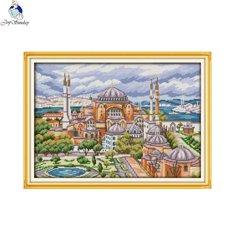 Istanbul Cityscape Cross Stitch Kit 14CT 11CT Counting Canvas Fabric Embroidery Set DIY Handmade Needlework Home Decoration Gift