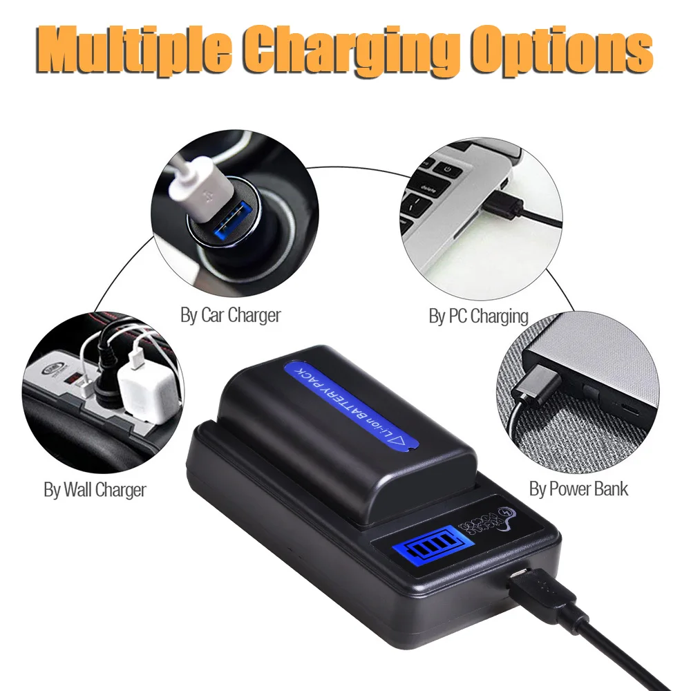 1900mAh NP-FM50 بطارية لسوني FM30 FM70 QM91D QM71 ، شاحن يو اس بي ل NPFM50