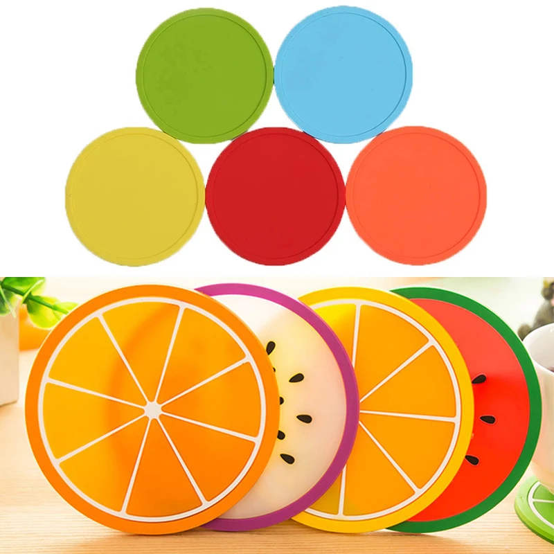 5pcs Mini Coaster for Table Desk Hot Silicone Cup Mat Placemat Stand Drink Pad Individual for Kitchen Pad Slip Holder Tools