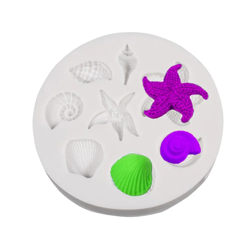 1PCS Cake Decorating Mold Tools DIY Sea Creatures Conch Starfish Shell Fondant Cake Candy Silicone Molds Creative DIY Chocolate