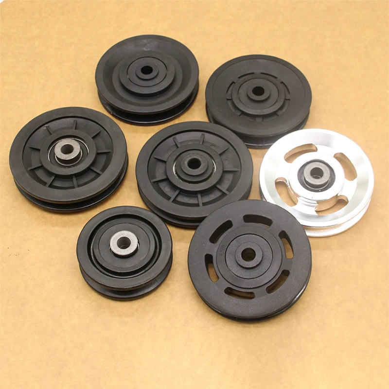 50mm-100mm Diameter Fitness Pulley Accessories DIY Home Gym Fitness Cable Machine Equipments Universal Nylon Bearing Wheel Parts