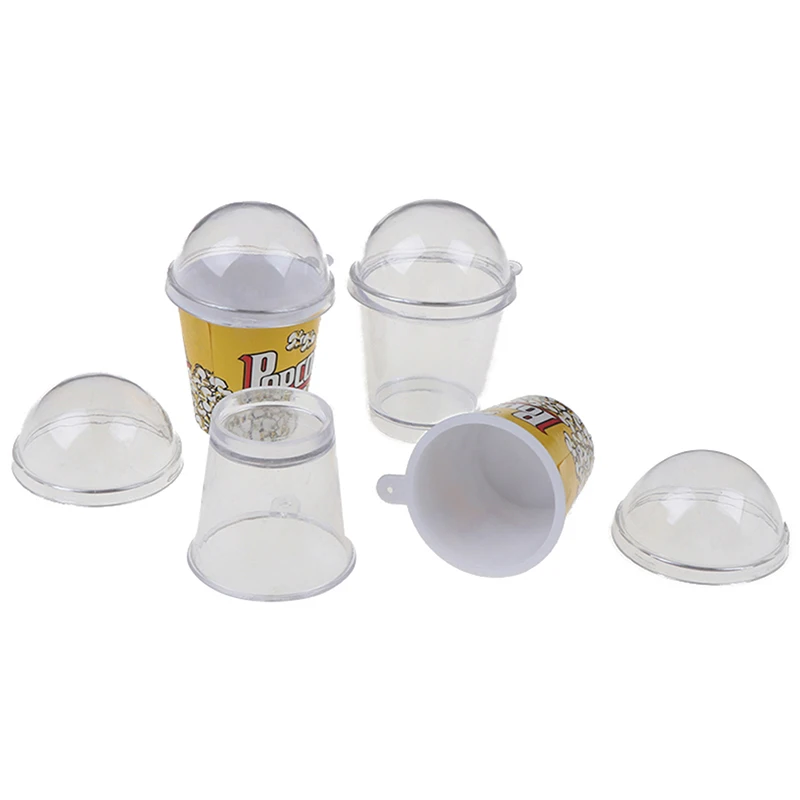 10pcs DIY Charms Plastic Cups Miniatuur Leuke Mini Beker met Koepel Deksel Poppenhuis Popcorn Ijs Sieraden Accessoire