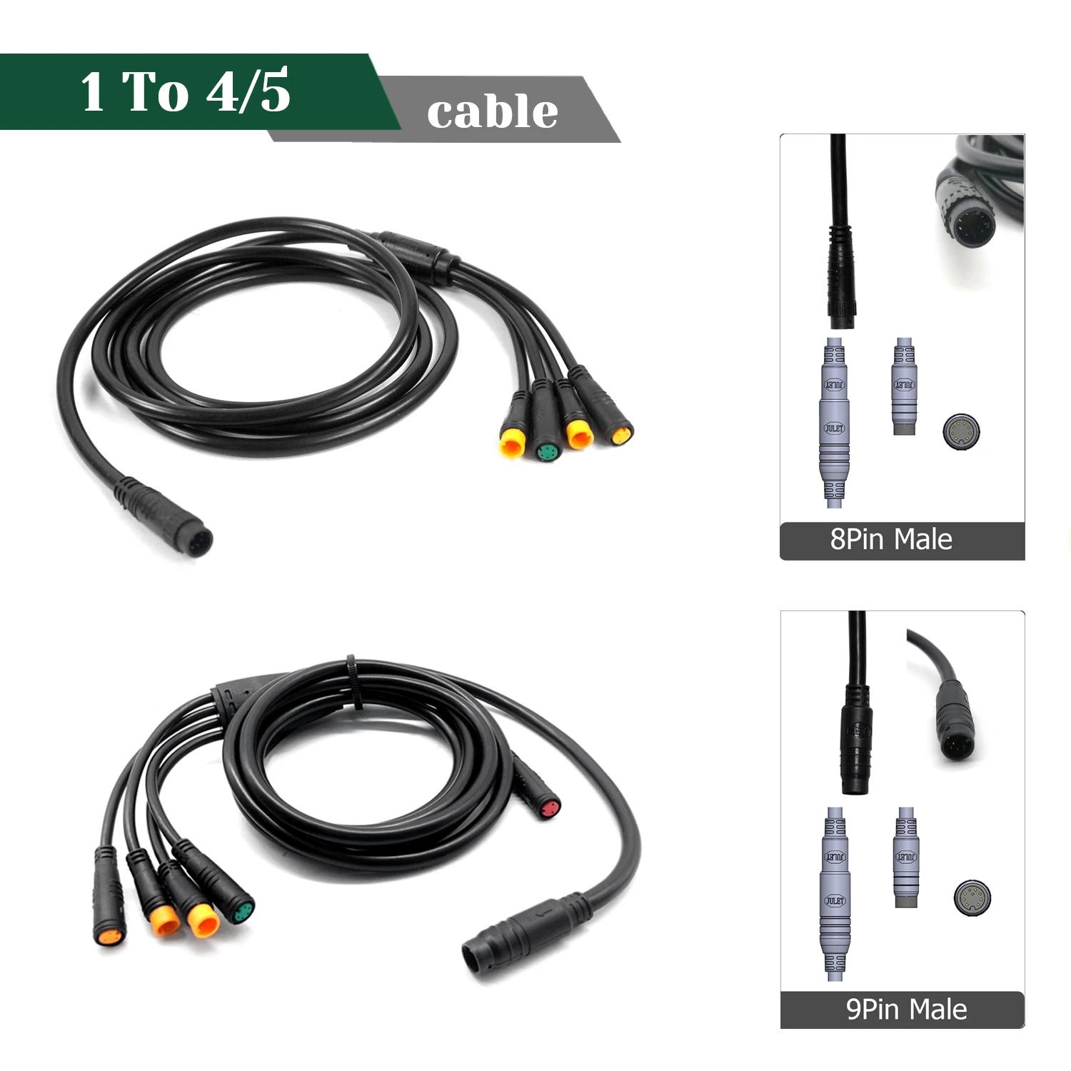 Julet Cable Ebike 2 3 4 5 Pin Conversion Convert Line Waterproof Extension Cable Wire for Throttle Display Ebrake Light