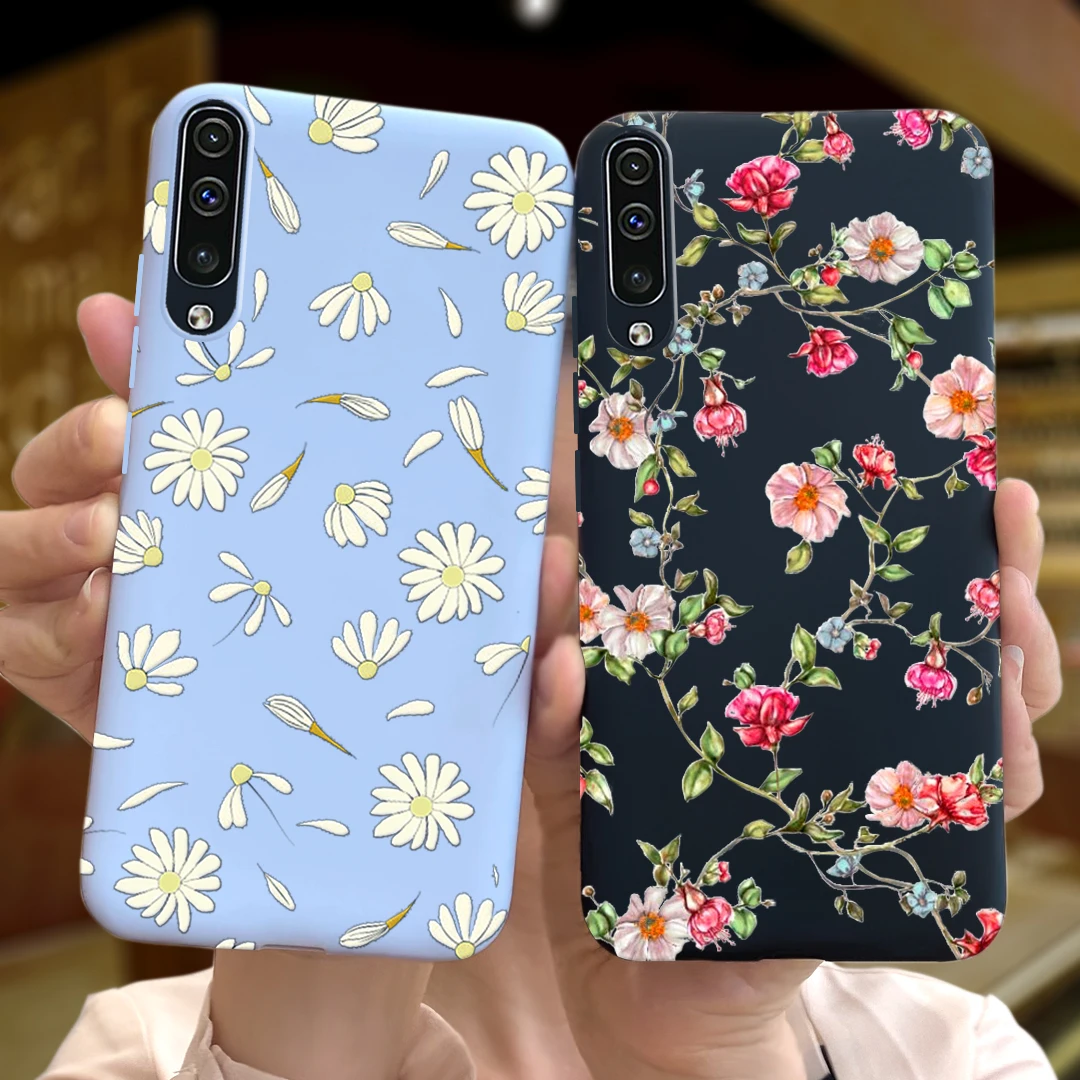 Case For Samsung A50 A30 Bumper Flower Soft Back Cover Silicone Case on For Coque Samsung Galaxy A 50 A50S A30 S A30S Phone Case