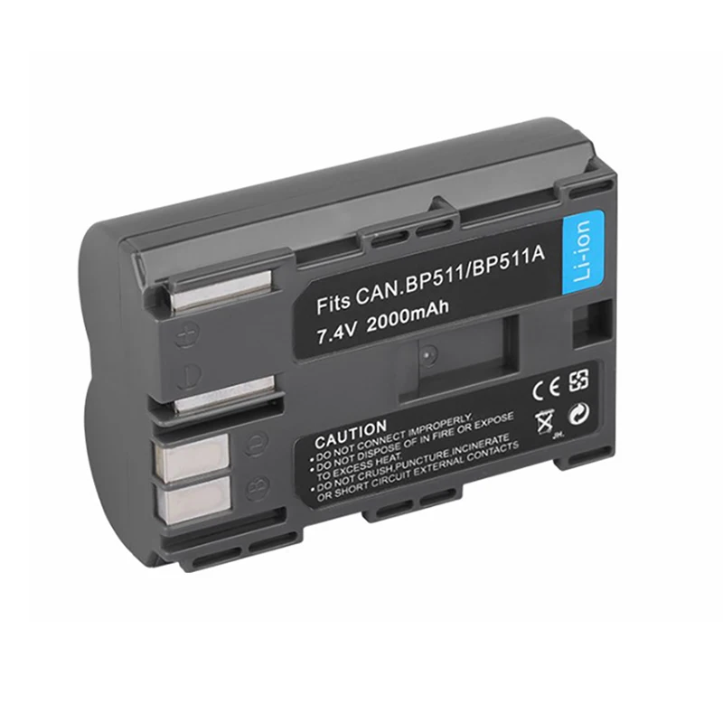 7.4V 2000mAh BP-511A Rechargeable Li-Ion Battery BP-511 for Canon EOS 40D 300D 5D 20D 30D 50D 10D D60 G6 Digital Camera