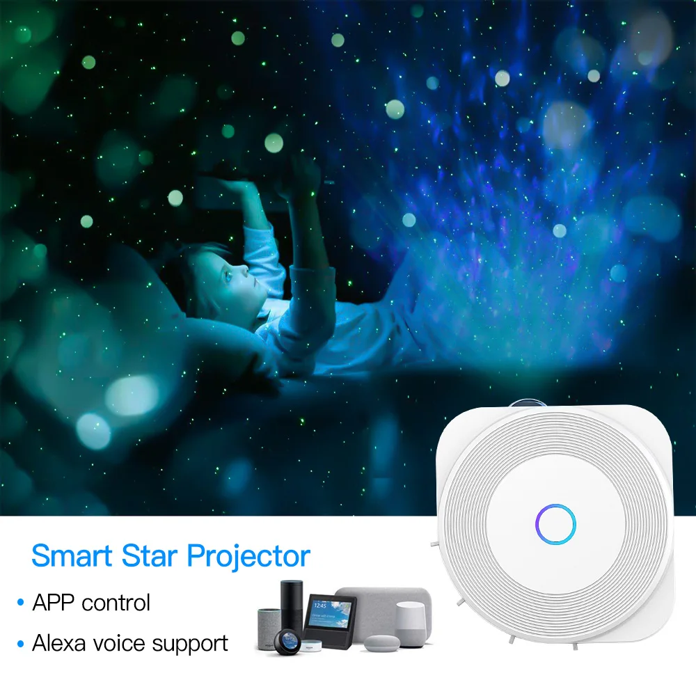 Tuya Smart Star Projector Wireless Smart life APP Control ,New Upgraded Music Rhythm Sync Nebula Projector Alexa Compatible