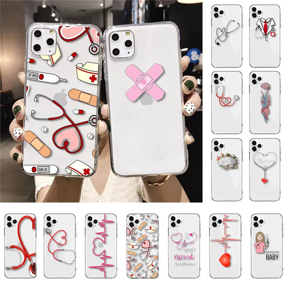 Cute Cartoon Medicine Doctor Nurse Phone Case For iphone 15 14 13 Pro Max 12mini 12 11 ProMax XS MAX XR SE2 14 Plus X