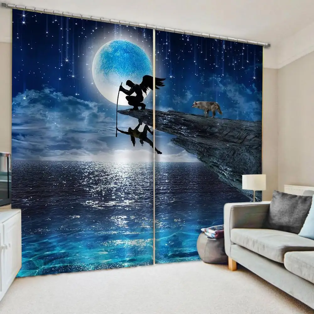 

Blue sky and lake curtains 3D Blackout Curtains Living Room Bedroom Hotel Window curtains 3d curtain